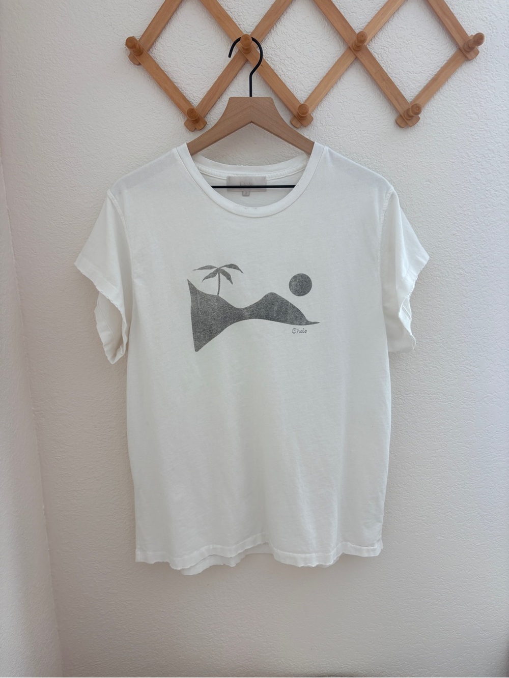 Chele by James Michelle Palm Surf Sun Organic Cotton Tee RARE!